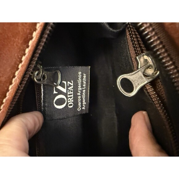 OZ Orifaz Argentine Brown Floral Cross Body Bag Leather Retro Vtg Y2k Artsy - Picture 6 of 11